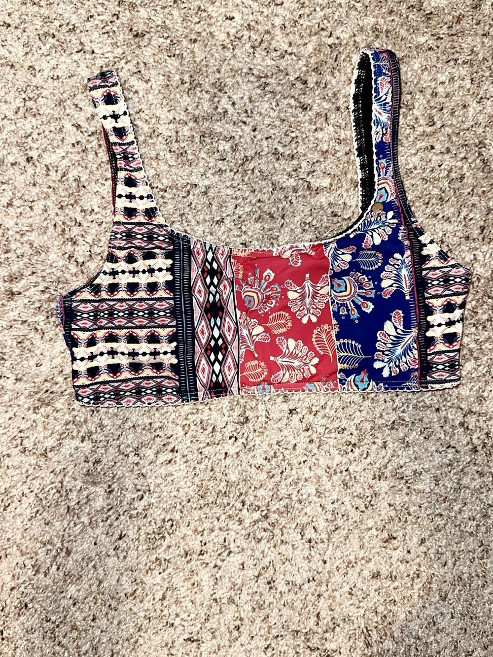 roxy patchwork bikini top